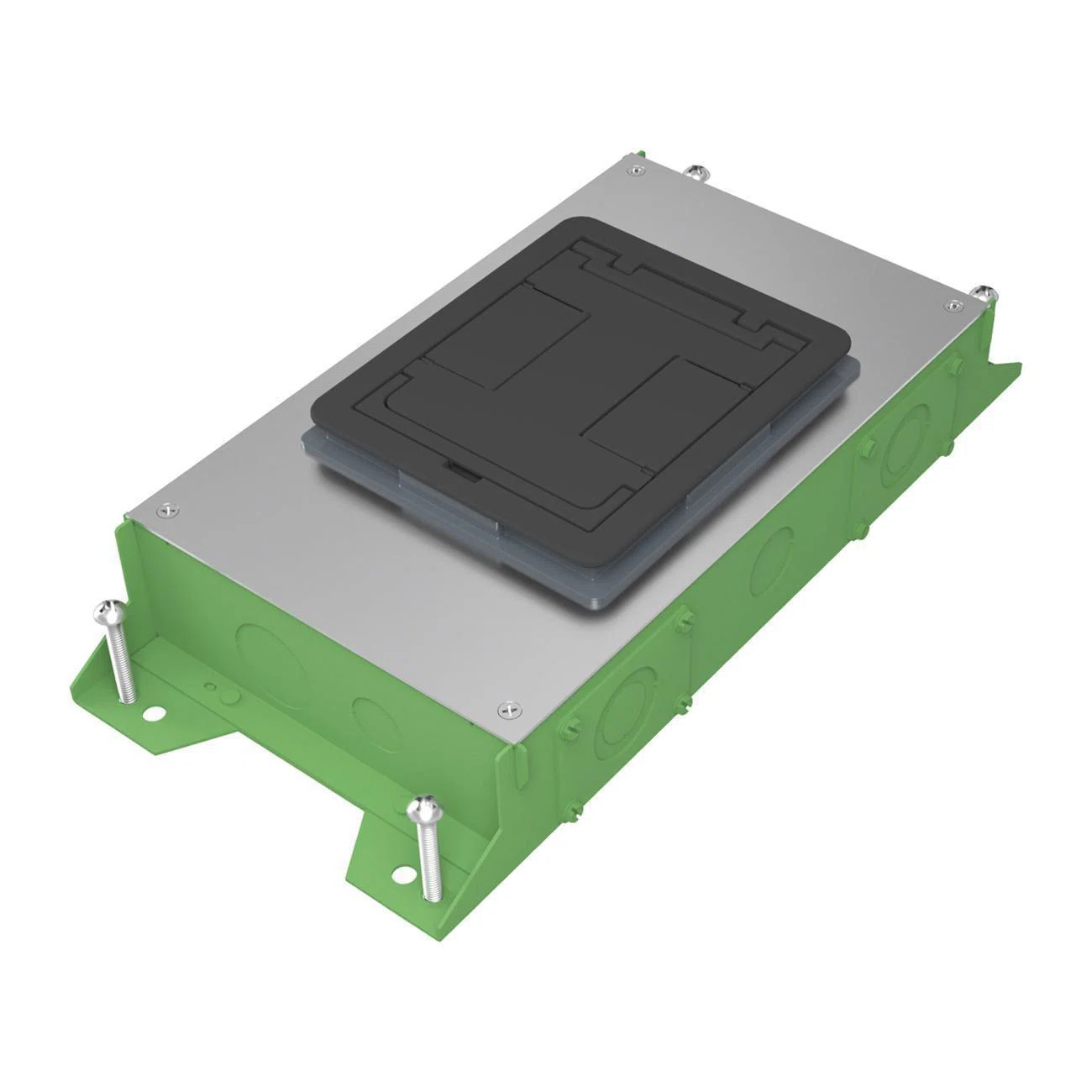 RFBA2R30OG Resource RFBA Series Standard On Grade Floor Box With Rectangular Activations, Steel, 2 Gangs, 14 Knockouts, 17-3/4 in L x 8-9/16 in W x 3-1/2 in H