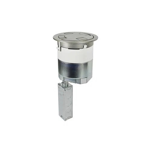6AT2PSN Evolution 6AT Multi-Service Pre-Wired Recessed Poke-Through Assembly With Flush Style Cover, 6 in Hole, 3 Gangs, Plastic/Steel