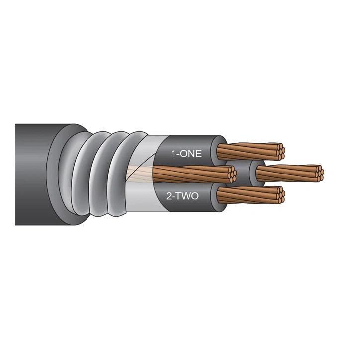 AAP4/03 Type XHHW-2 Jacketed MC Armored Cable, 600 V, (3) 4/0 AWG Stranded Copper Conductor