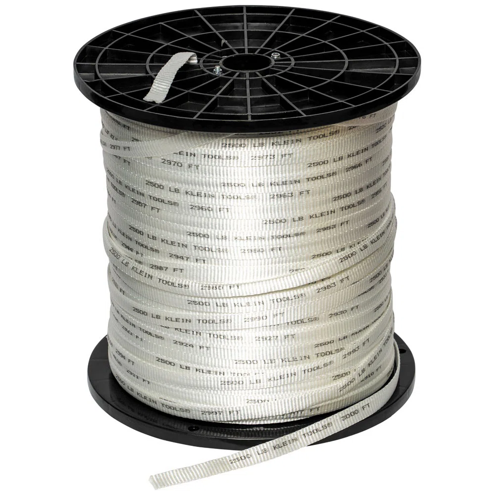 50142 Pull Tape, 0.76 in Tape, 3000 ft L Tape, Flat Profile, Polyester Tape, Black/White