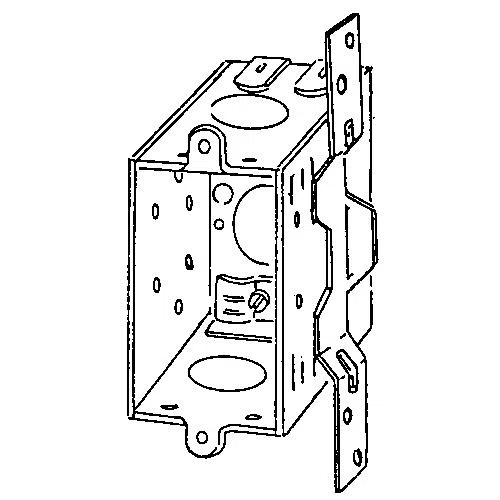 384LES-VB Non-Gangable Square Corner Welded Switch Box With Non-Metallic Sheathed CL-26 Cable Clamps, Steel, 12.5 cu-in Capacity, 7 Knockouts, 3 in H x 2 in W x 2-1/2 in D