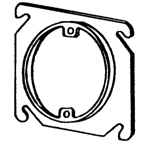 8461E 1-Device Raised Square Box Cover, 4 in L x 4 in W x 1/4 in D, Steel