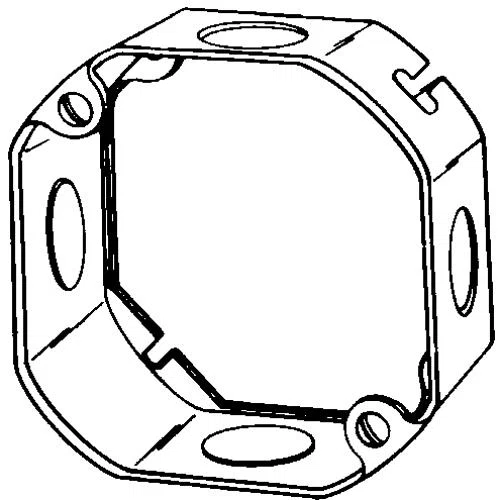 4OE-1/2 Octagon Box Extension Ring With Knockouts, 1-1/2 in D, Steel