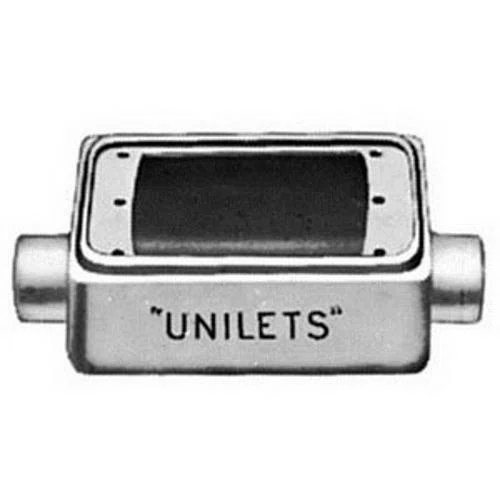 FDC175A Unilets Type FDC Deep Heavy Duty Device Box With Internal Ground Screw, Aluminum, 25 cu-in Capacity, 1 Gangs, 2 Outlets, 2 Knockouts, 4.56 in H x 2.81 in W x 2.69 in D