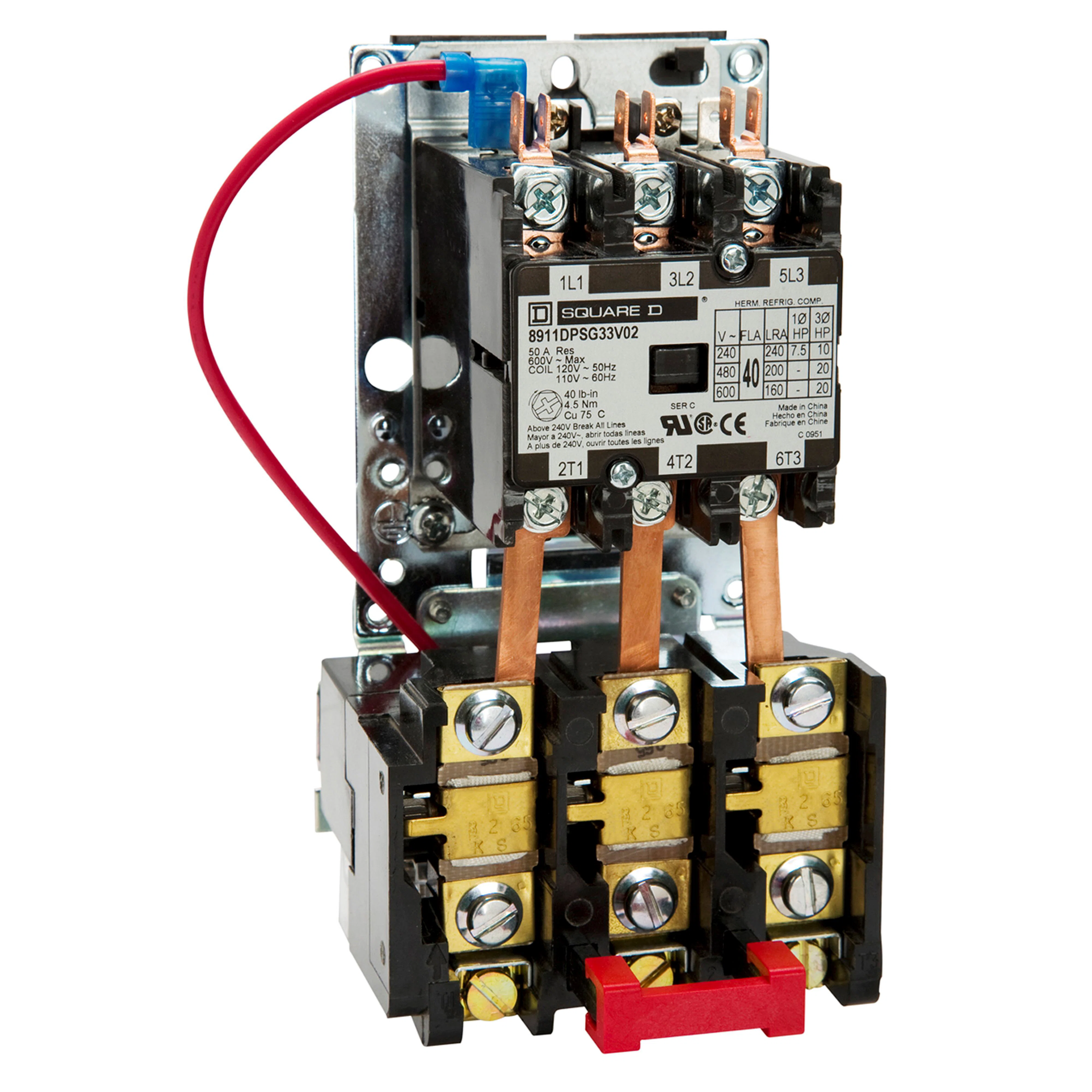 8911DPSO32V02 Type DPS Definite Purpose Starter, 110 V AC at 50 Hz/120 V AC at 60 Hz V Coil, 2 Poles, Open Enclosure