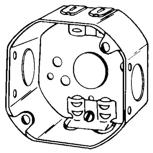 560L Octagon Box, Steel, 11.9 cu-in Capacity, 7 Knockouts, 1-1/2 in D