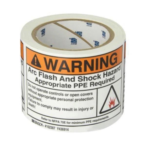 102307 High Performance Laminated Non-Reflective Rectangular Self-Adhesive Arc Flash Protection Label, 5 in W