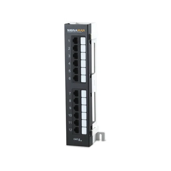 12458M-C5E Mini Unscreened Patch Panel With Bracket, 12 Ports, Cat 5e, Steel