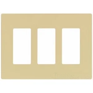 Eaton Screwless wallplate, Screwless, Ivory, Decorator Cutout, Polycarbonate, Three- gang, Mid-size