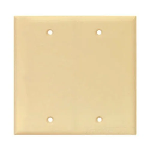 Eaton Blank wallplate, Box mount, Ivory, Blank Cutout, Polycarbonate, Two- gang, Mid-size