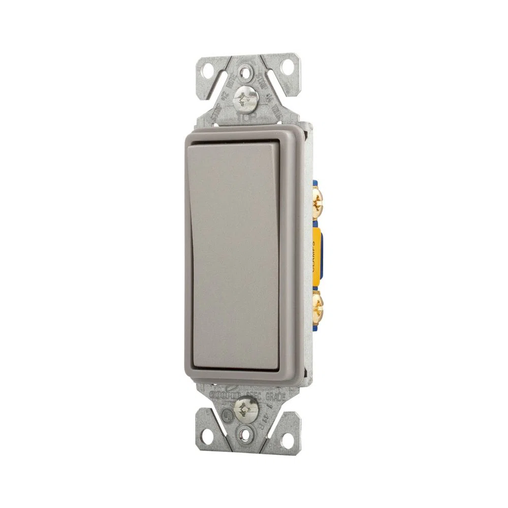 Eaton decorator dimmer switch, 15A, 120/277V, Back push wiring, Slvr gran, 1-pole 752803
