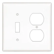 Eaton Combination wallplate, Brown, Toggle, Toggle, Duplex receptacle Cutout, Thermoset, Three- gang, Standard, ED Box
