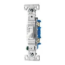 Eaton toggle switch, #14-10 AWG, 15A, Fan, Flush, 120V, Back and side, push wire, Screw, Brown, Load type: Motor Control, Fan, LED, Incandescent, ELV, MLV, CFL, Flourescent, Halogen, Single-Pole, Three-Way, Three-Way