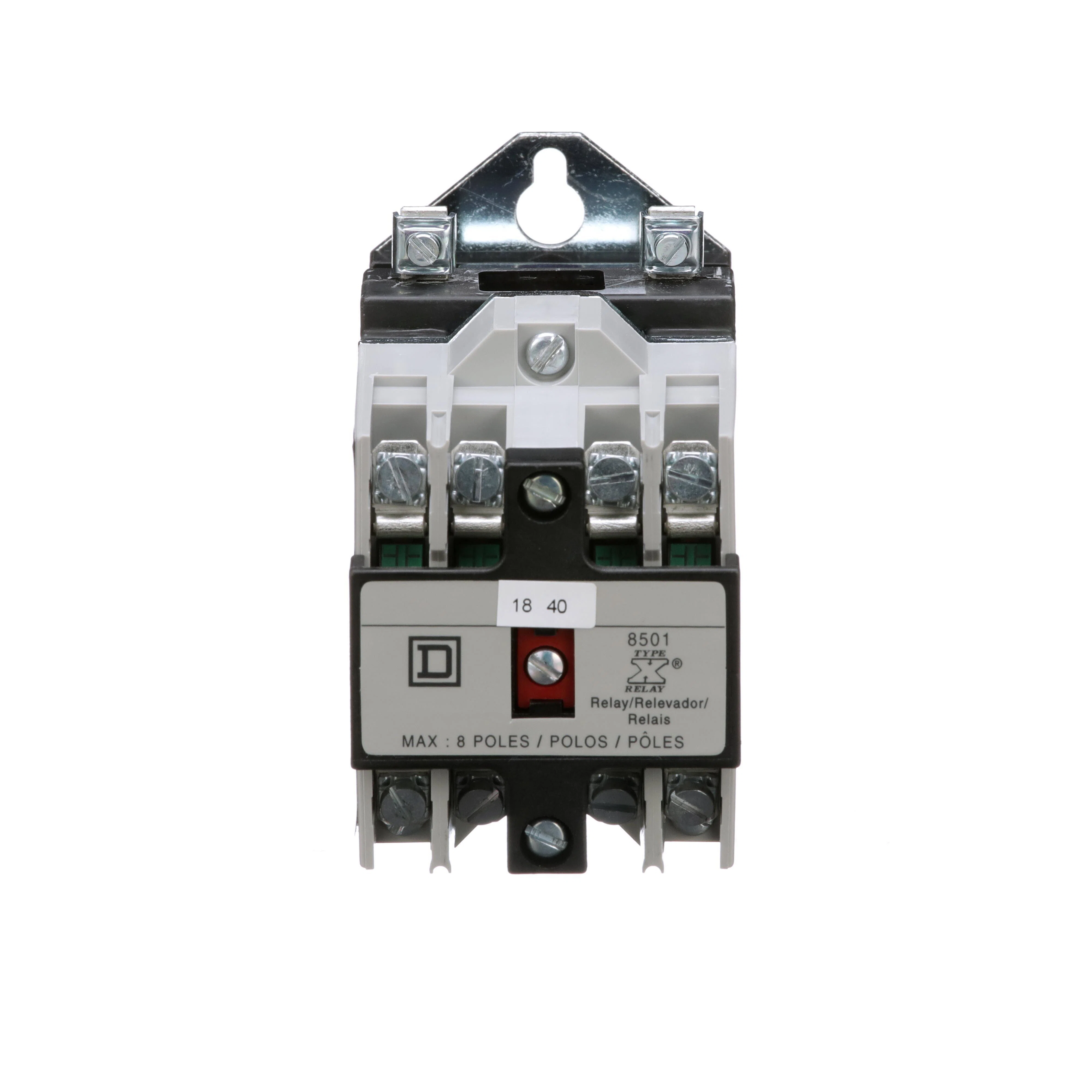 8501XDO40V56Y414 Type X Machine Tool NEMA Control Relay, 5/10 A, 4NO 4 Form A Contact, 48 V DC V Coil