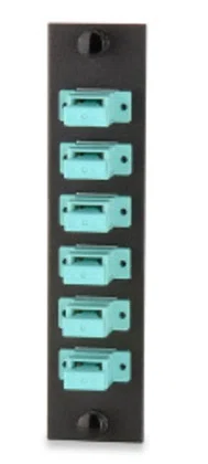 6-Port (6 Fiber) SC OM3/OM4 Adapter Plate, Ceramic Sleeve