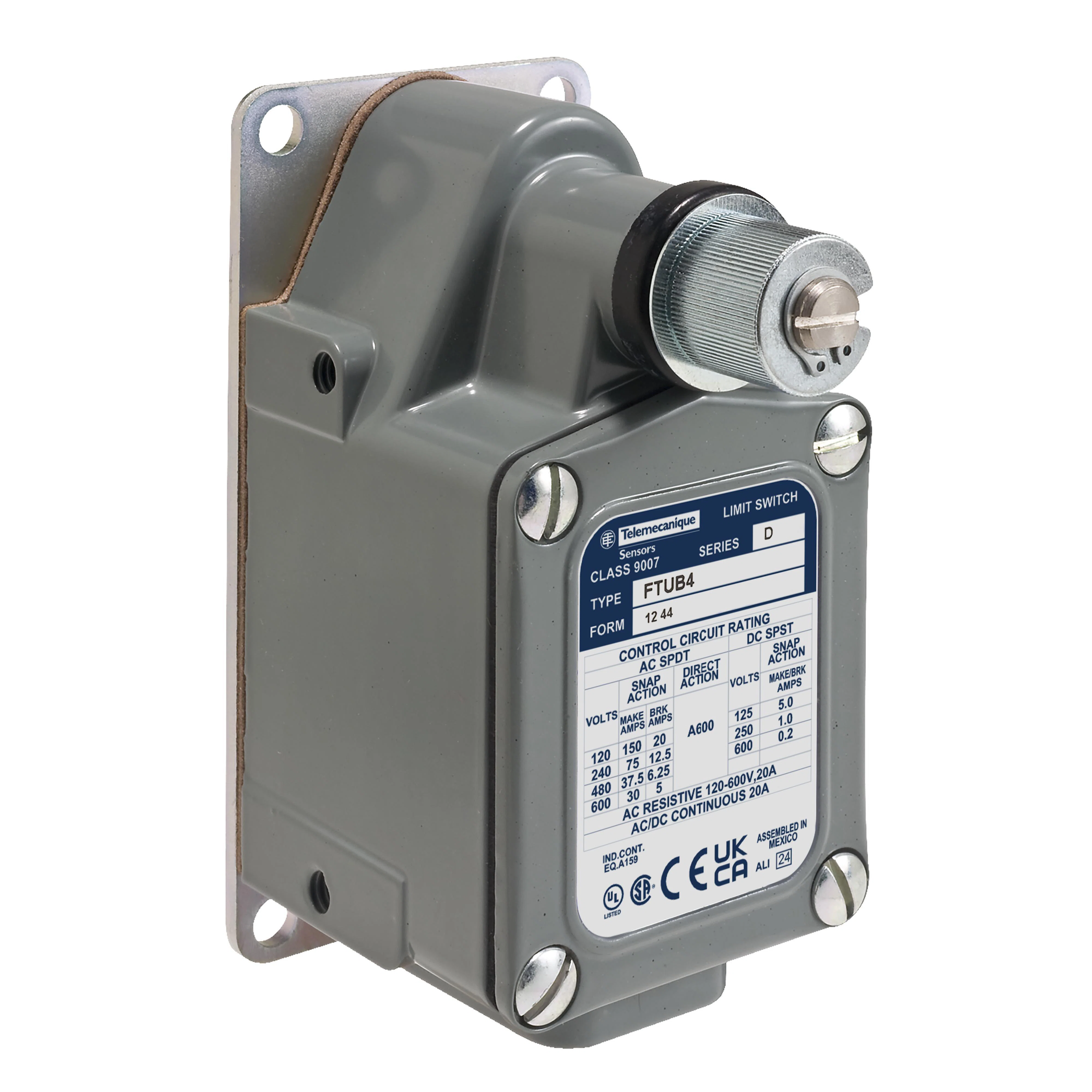 Limit switch, 9007, 9007FT foundry standard, spring return, CW+CCW, 1/2" NPT