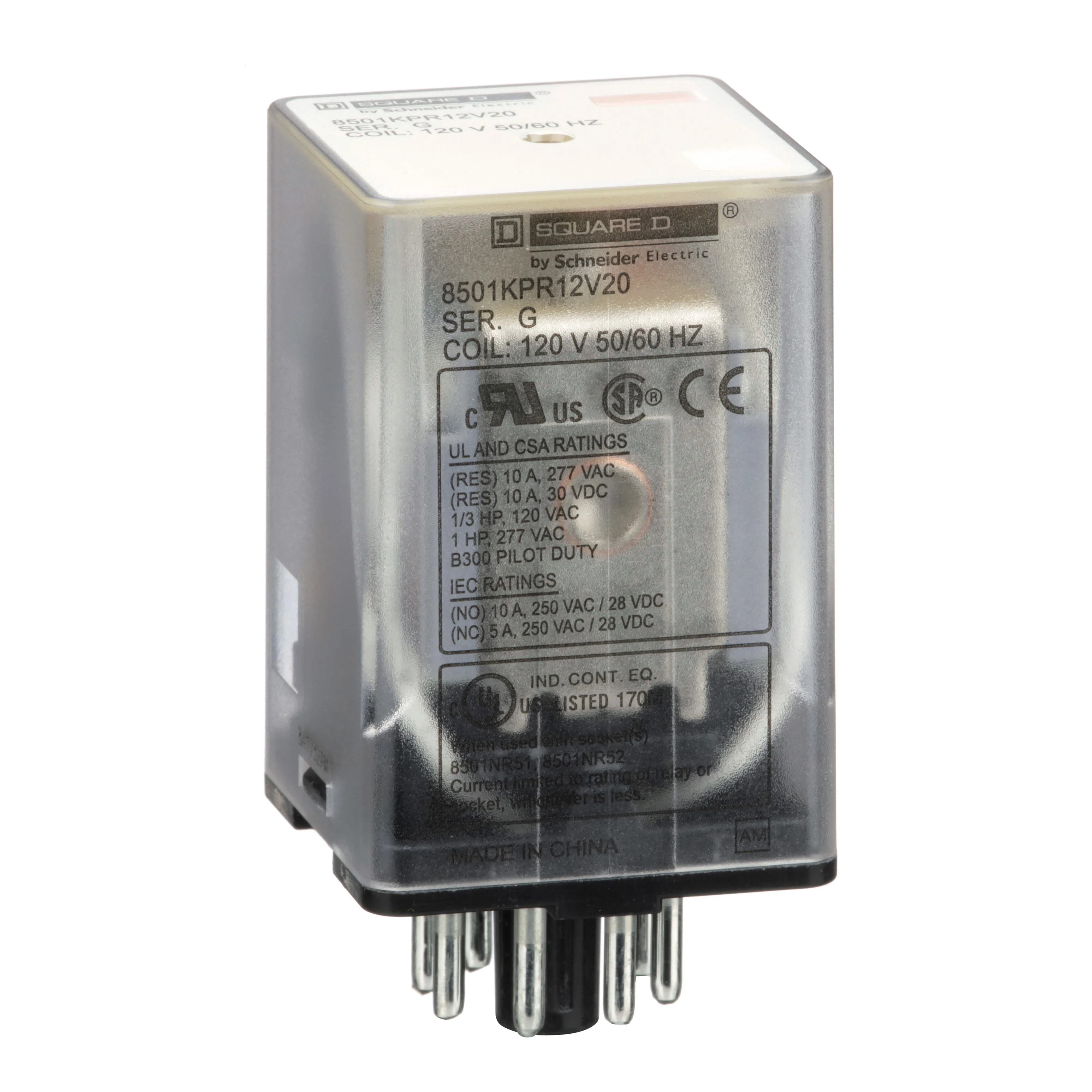 8501KFR12V24 8501K Series, 10 A, 240 V AC v coil