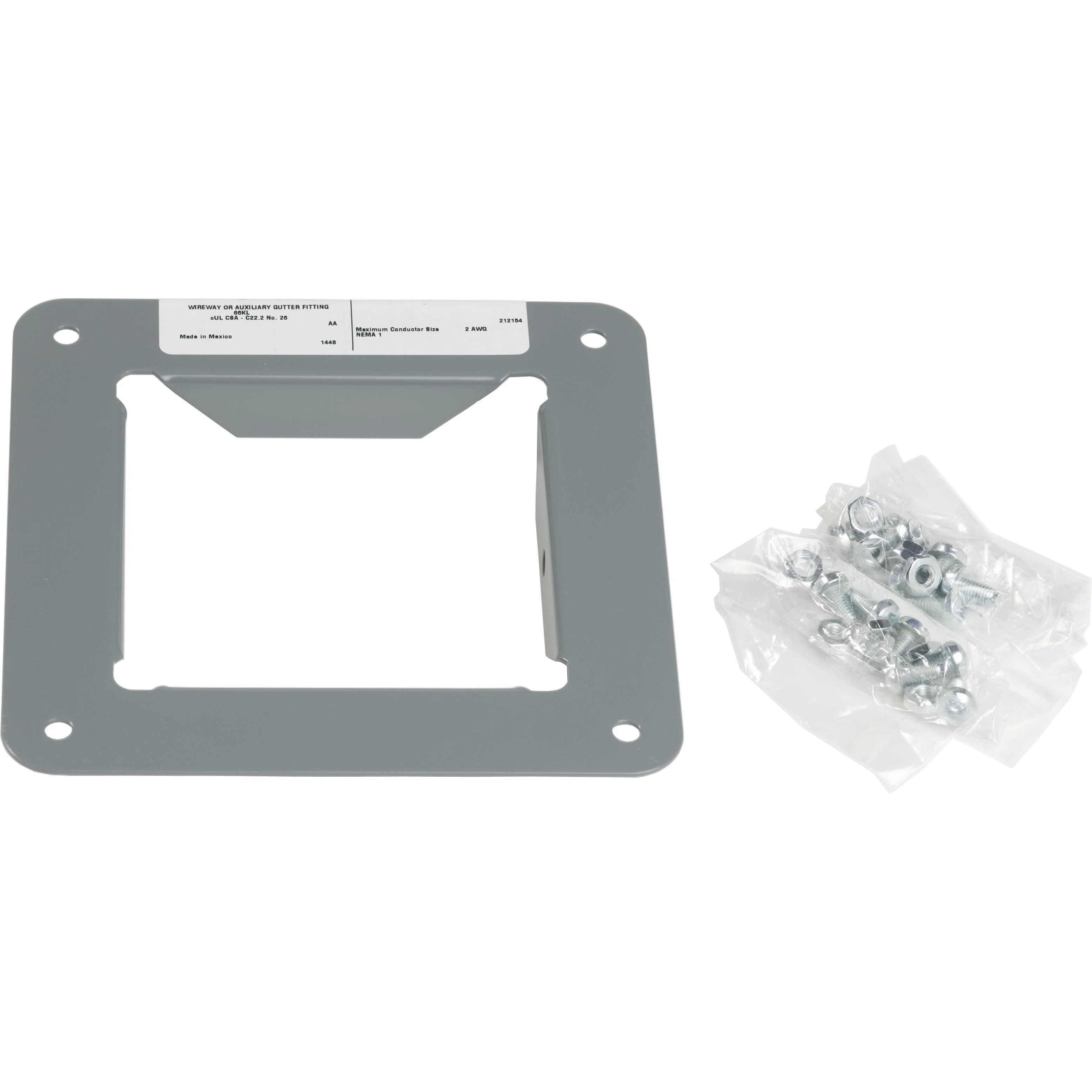 LDB4A Square-Duct Panel Adapter, 4 x 4 in, For Use With Type LDB Wireway, Steel, Polyester Powder Coated